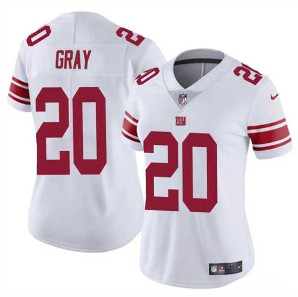 Womens New York Giants #20 Eric Gray White Vapor Stitched Jersey Dzhi